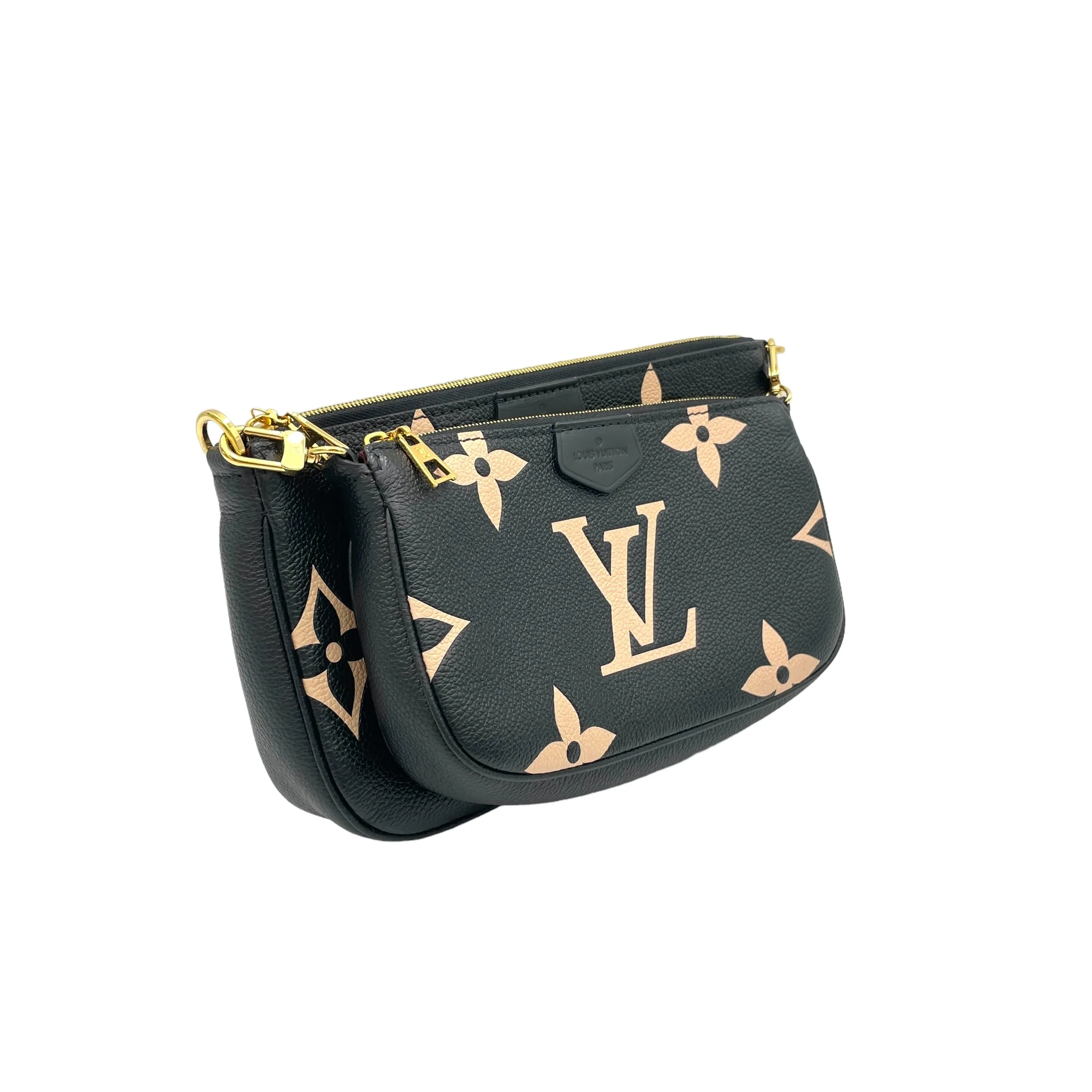 Multi-Pochette Accessoires Black Crossbody Bag in Monogram Empreinte Leather, Gold hardware