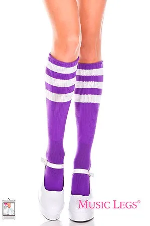 Music Legs Hosiery Acrylic Knitted Triple Stripe Knee High Socks ML5726