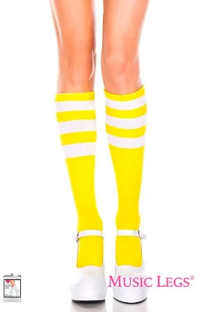 Music Legs Hosiery Acrylic Knitted Triple Stripe Knee High Socks ML5726