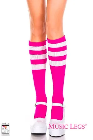 Music Legs Hosiery Acrylic Knitted Triple Stripe Knee High Socks ML5726