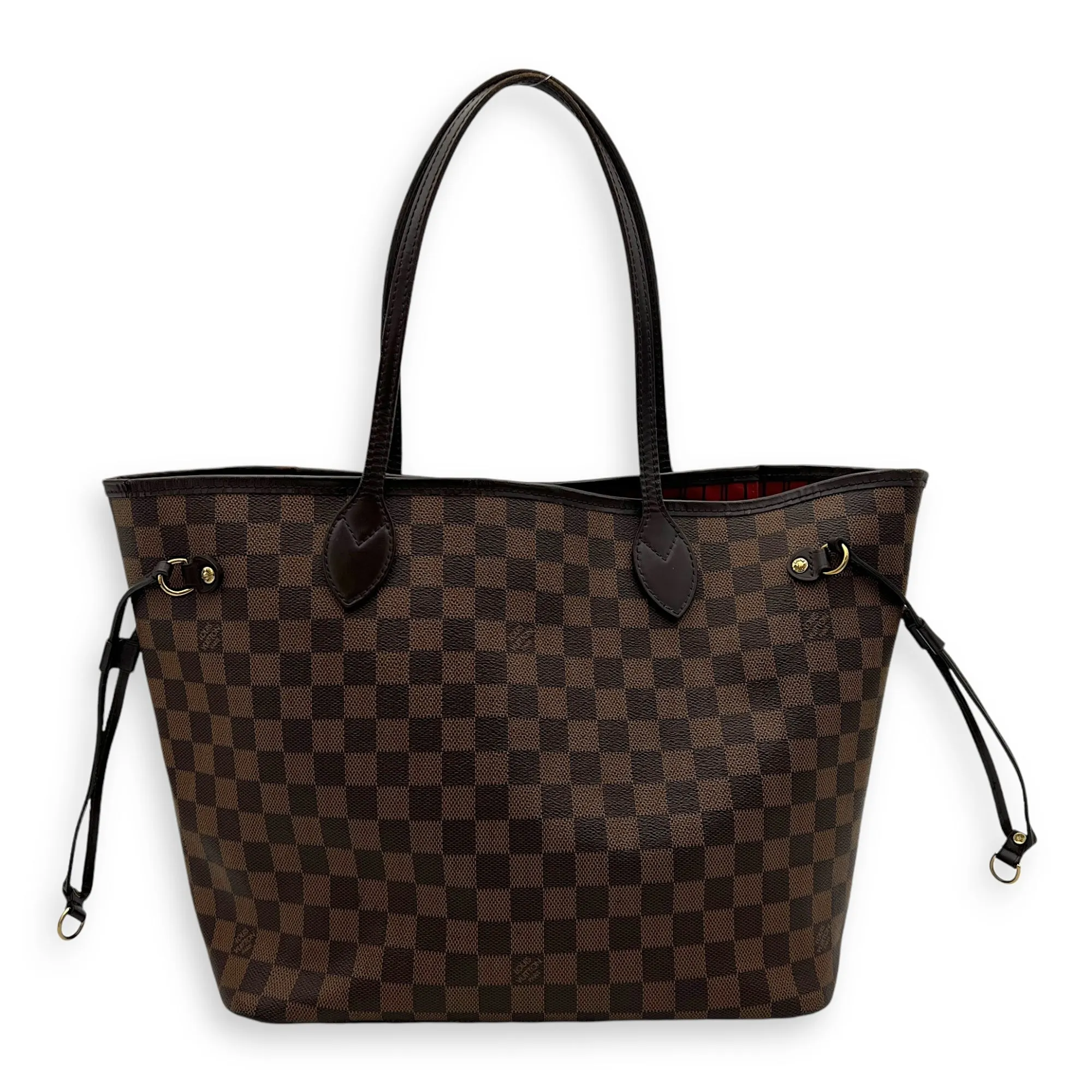 Neverfull MM Brown Tote Bag in Coated Canvas, Gold hardware