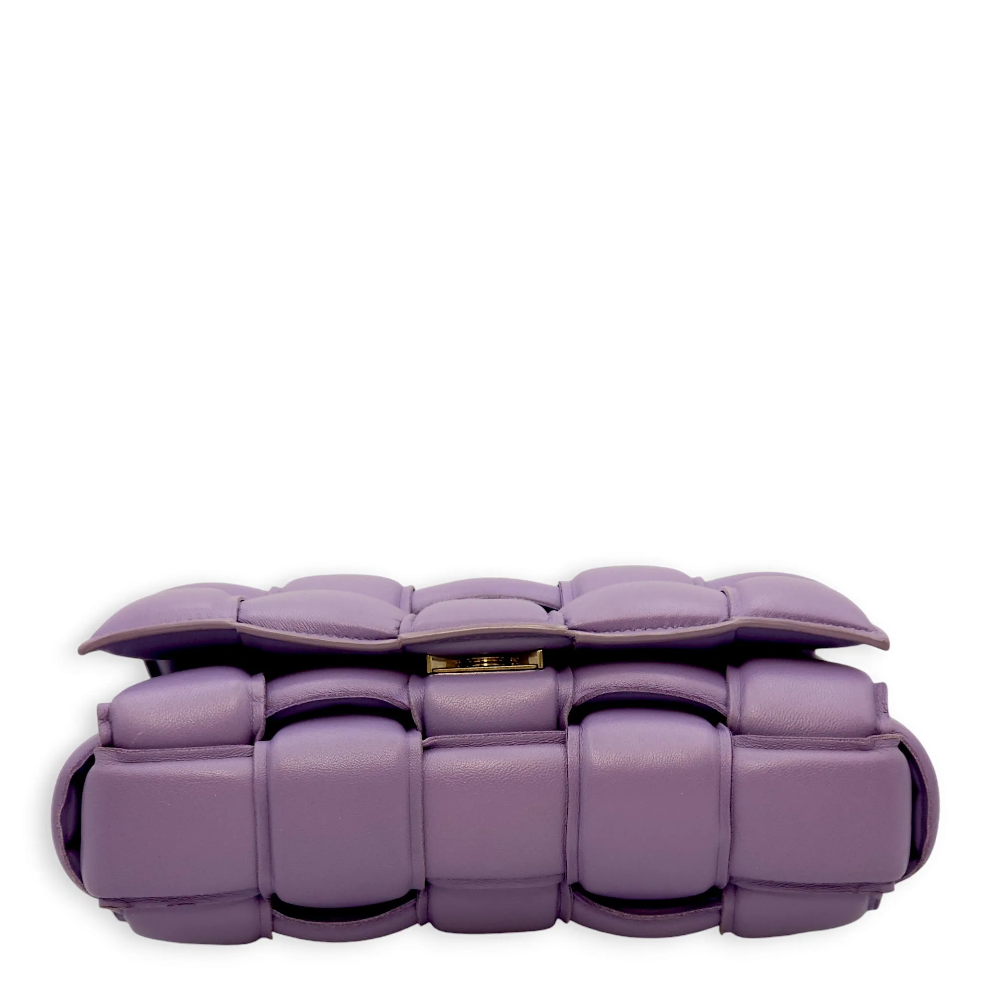 Padded Cassette Purple Crossbody Bag in Nappa Leather, Silver hardware