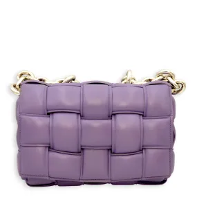 Padded Cassette Purple Crossbody Bag in Nappa Leather, Silver hardware