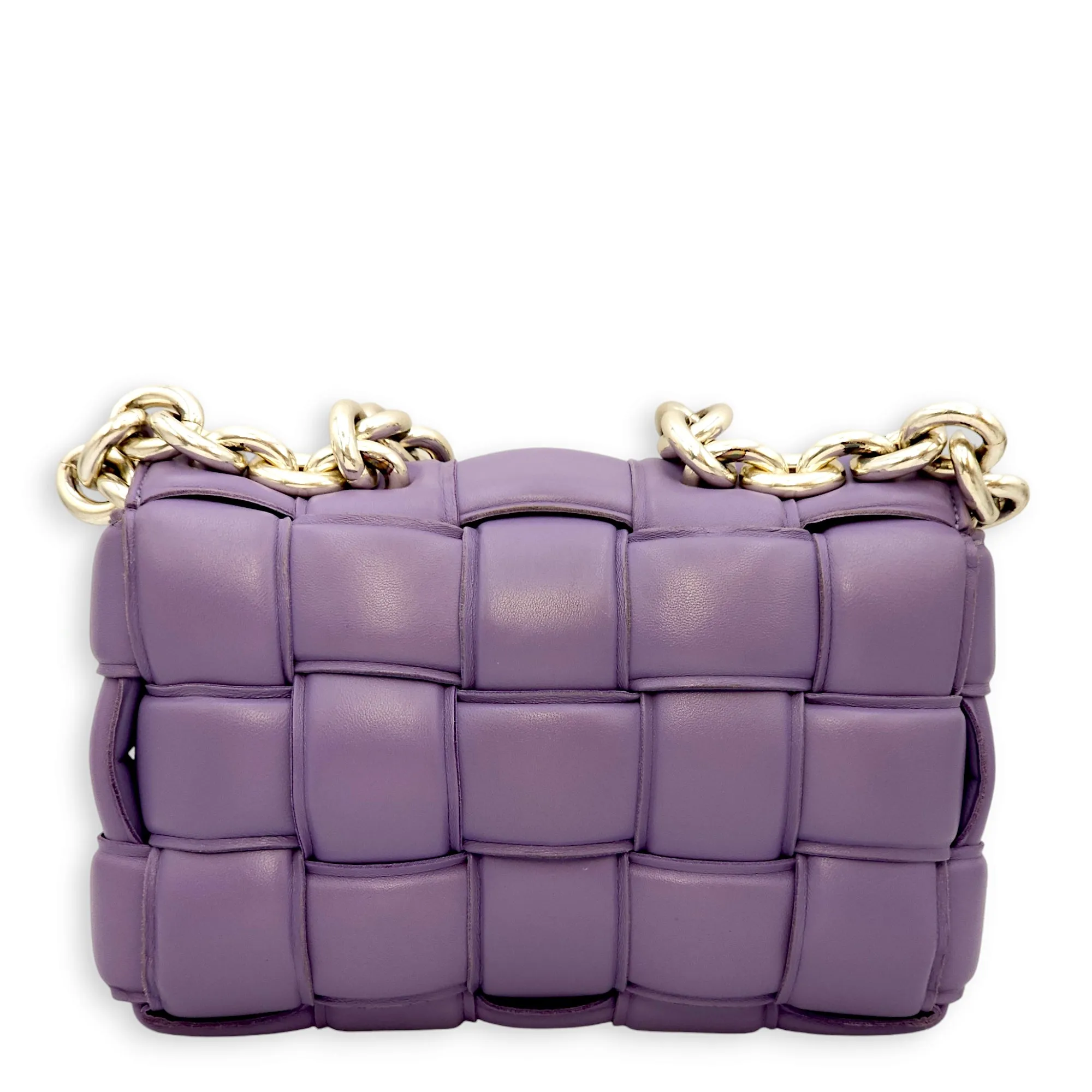 Padded Cassette Purple Crossbody Bag in Nappa Leather, Silver hardware