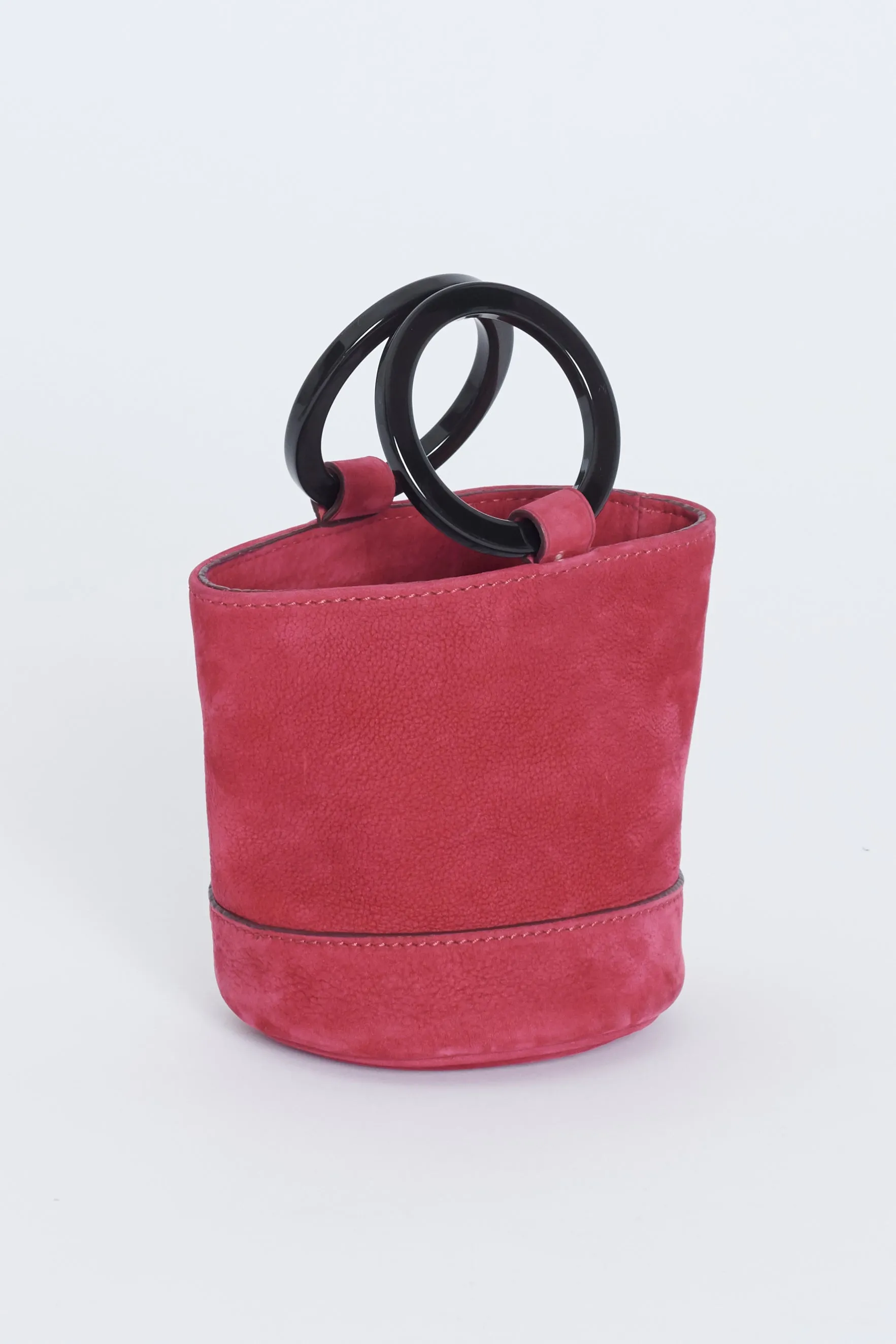 Pink Suede Mini Bonsai Preowned Bucket Bag