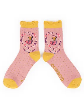 Powder Alphabet Ankle Sock - J 8011