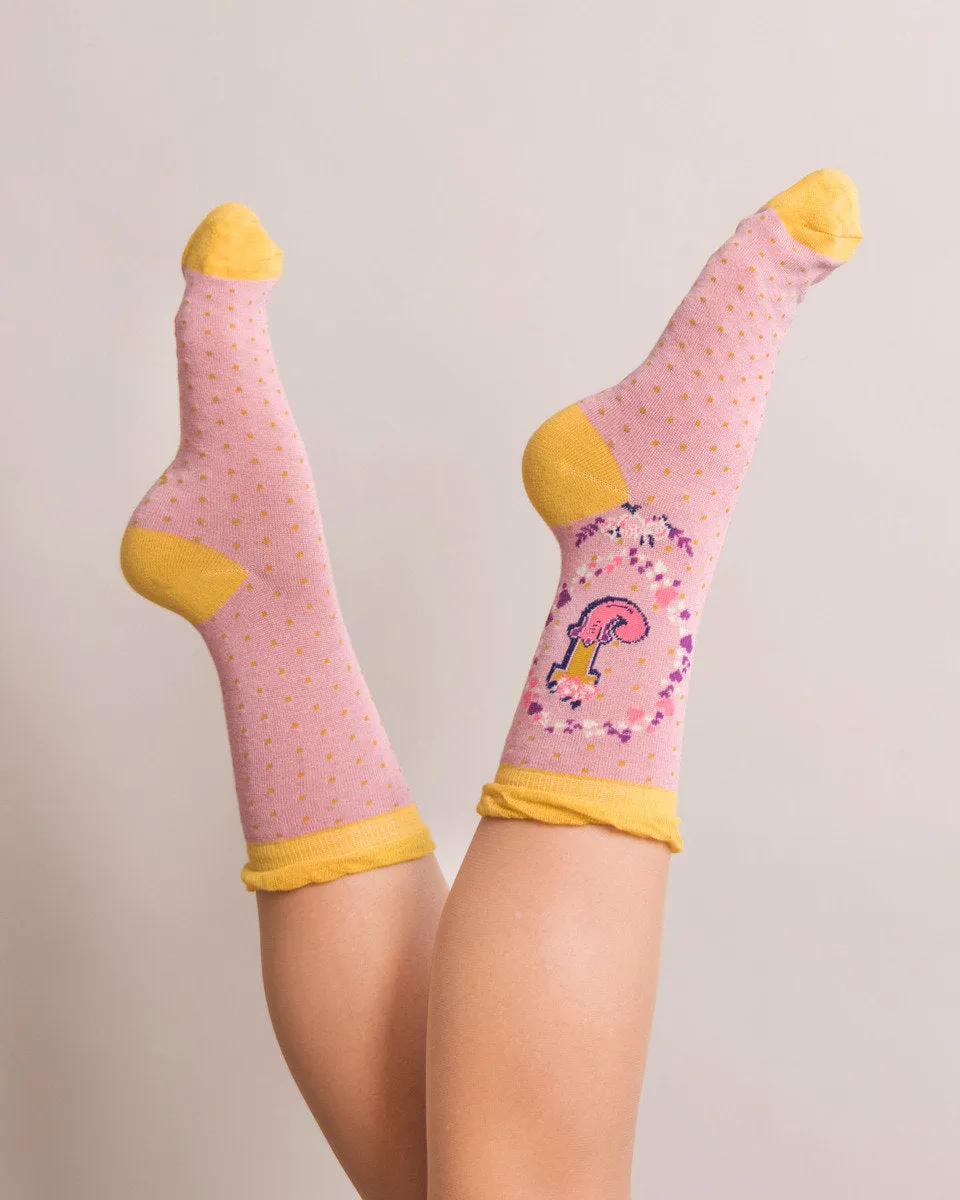 Powder Alphabet Ankle Sock - J 8011