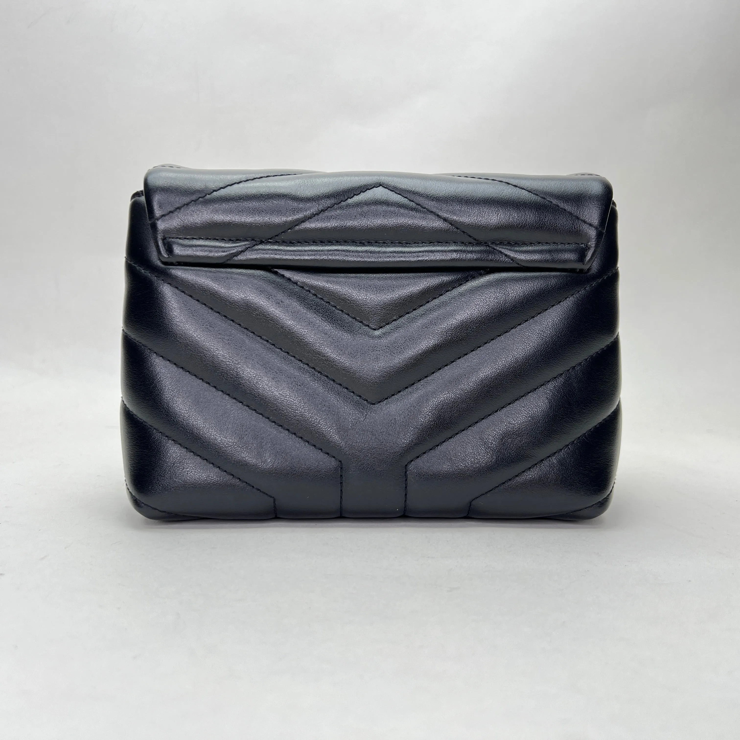 Quilted Loulou Toy Black Crossbody Bag in Calfskin, Silver hardware