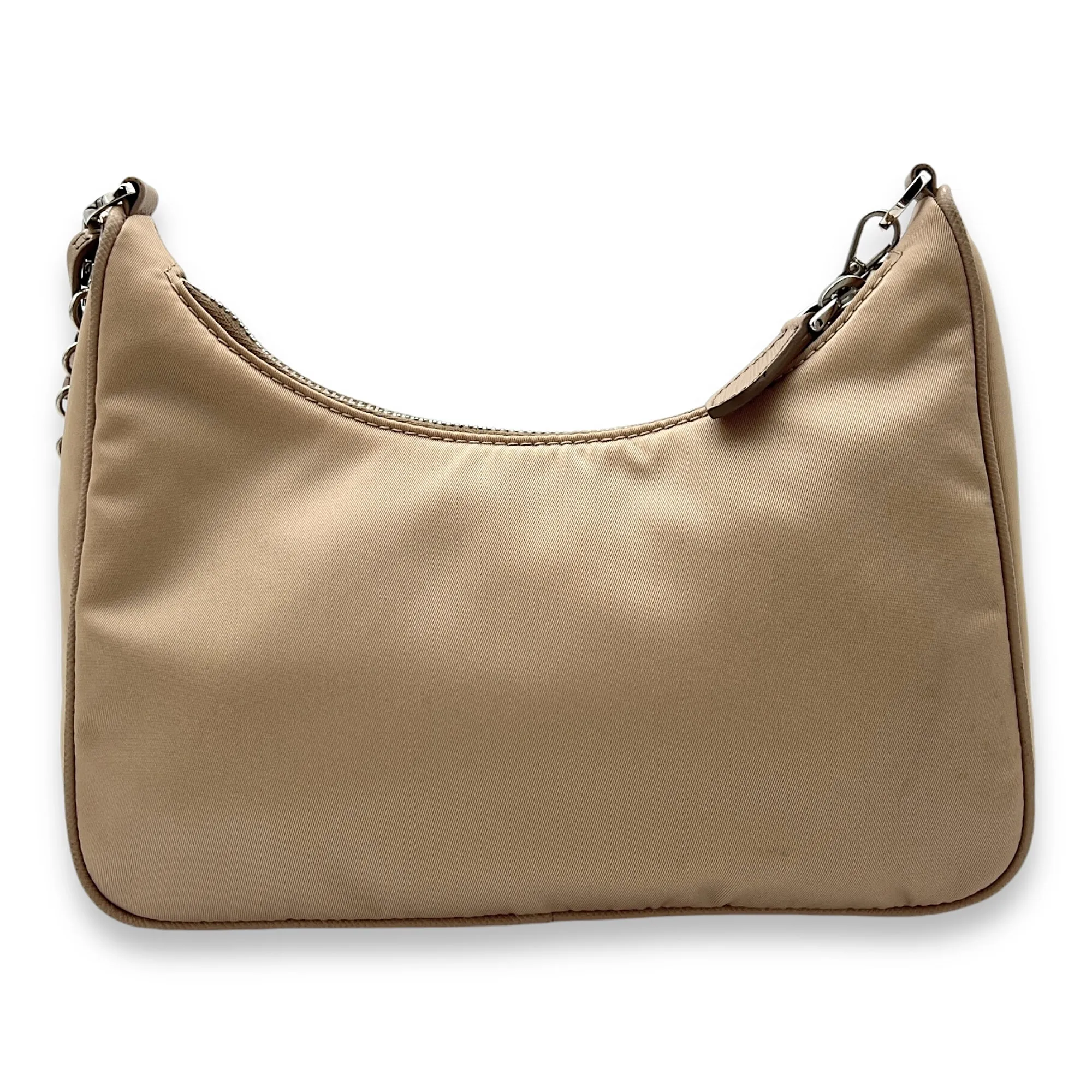 Re-Edition 2005 Beige Crossbody Bag in Re-Nylon, Silver hardware