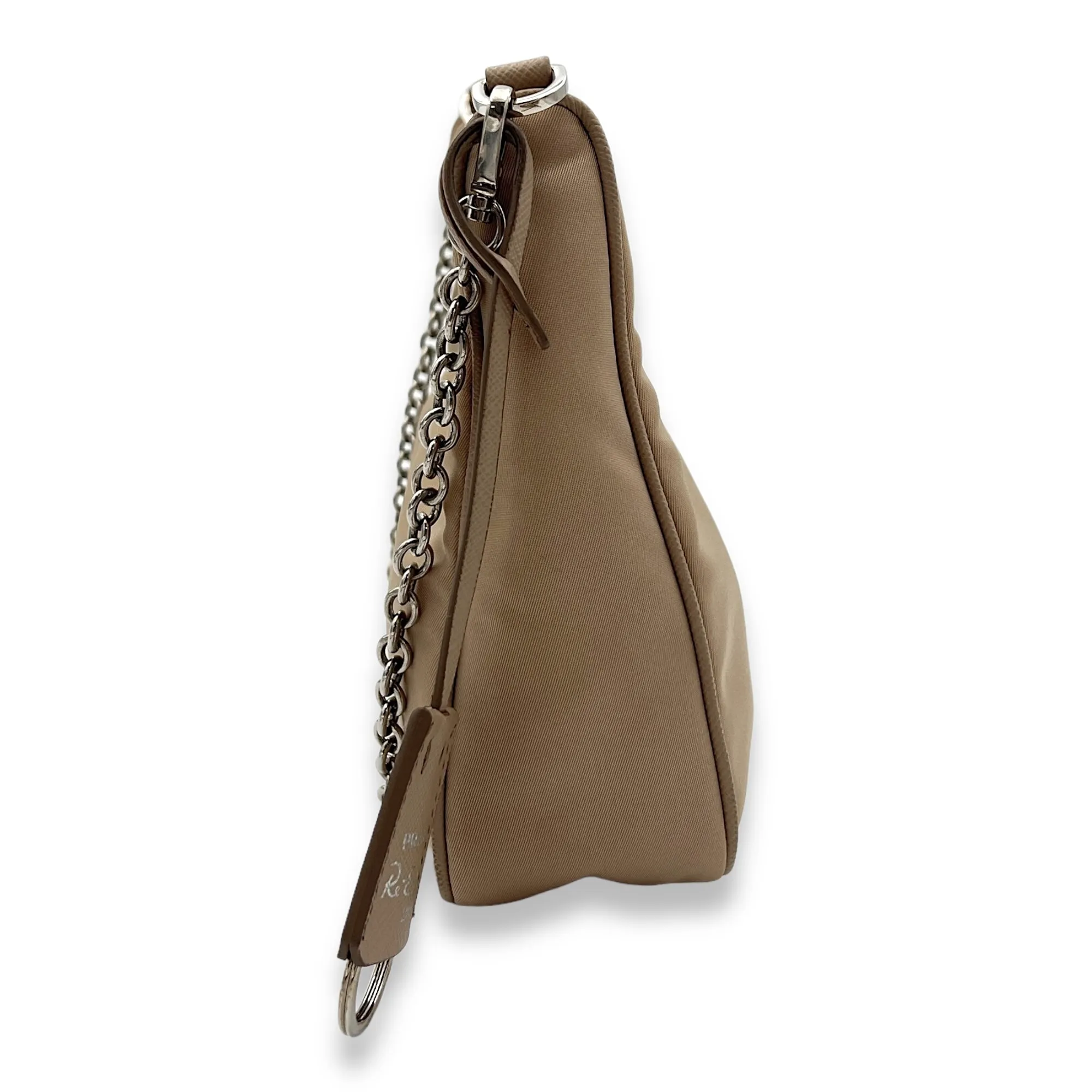 Re-Edition 2005 Beige Crossbody Bag in Re-Nylon, Silver hardware