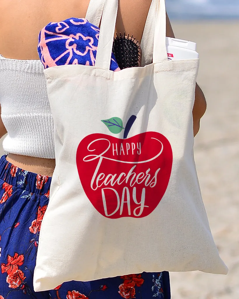 Red Apple Customizable Tote Bag- Teacher's Tote Bags