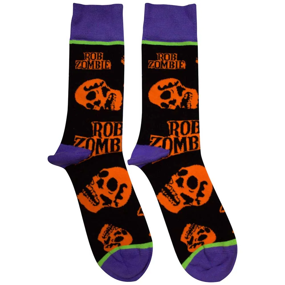 Rob Zombie Unisex Ankle Socks: Orange Skulls (UK Size 7 - 11)