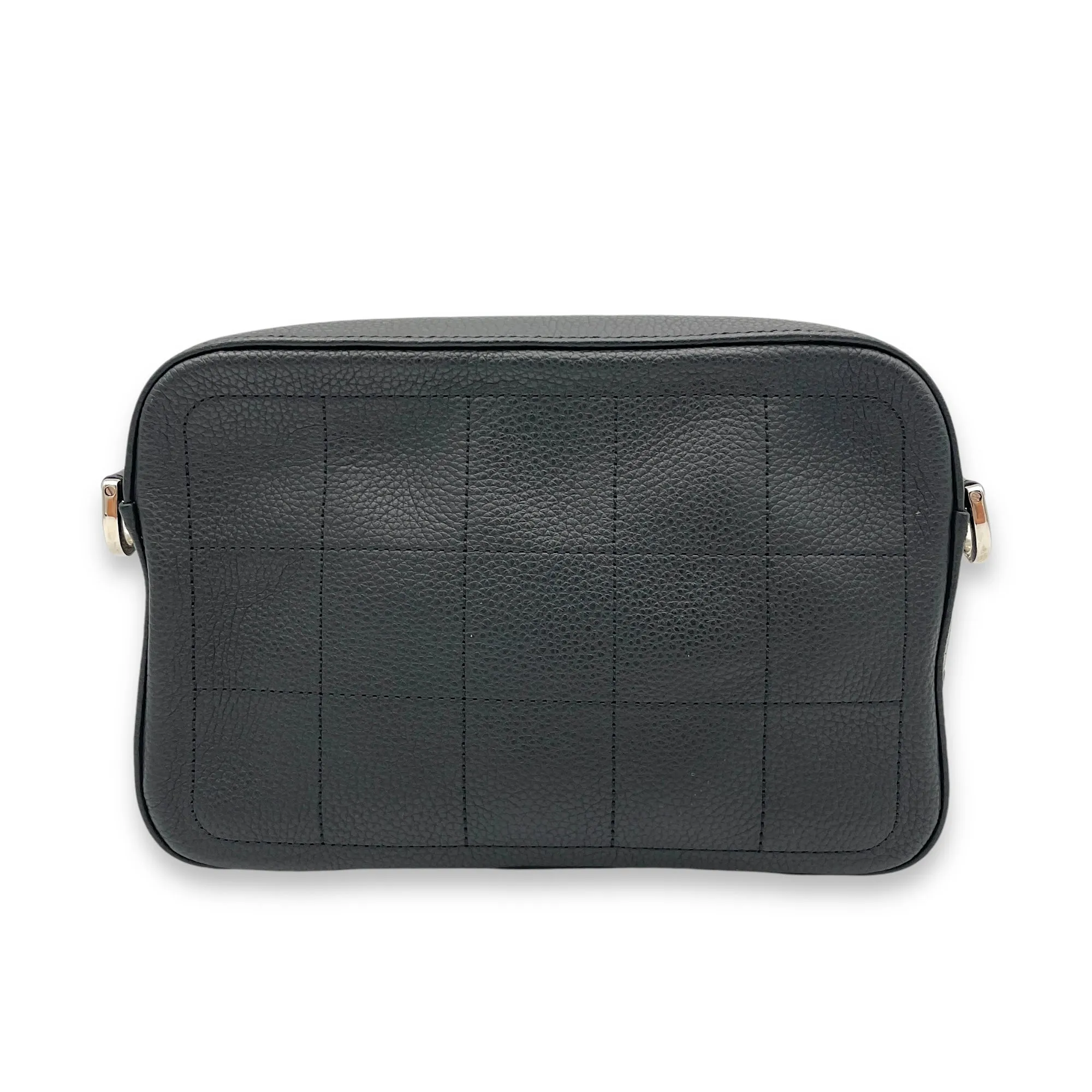 Safari Black Messenger in Calfskin, Silver hardware