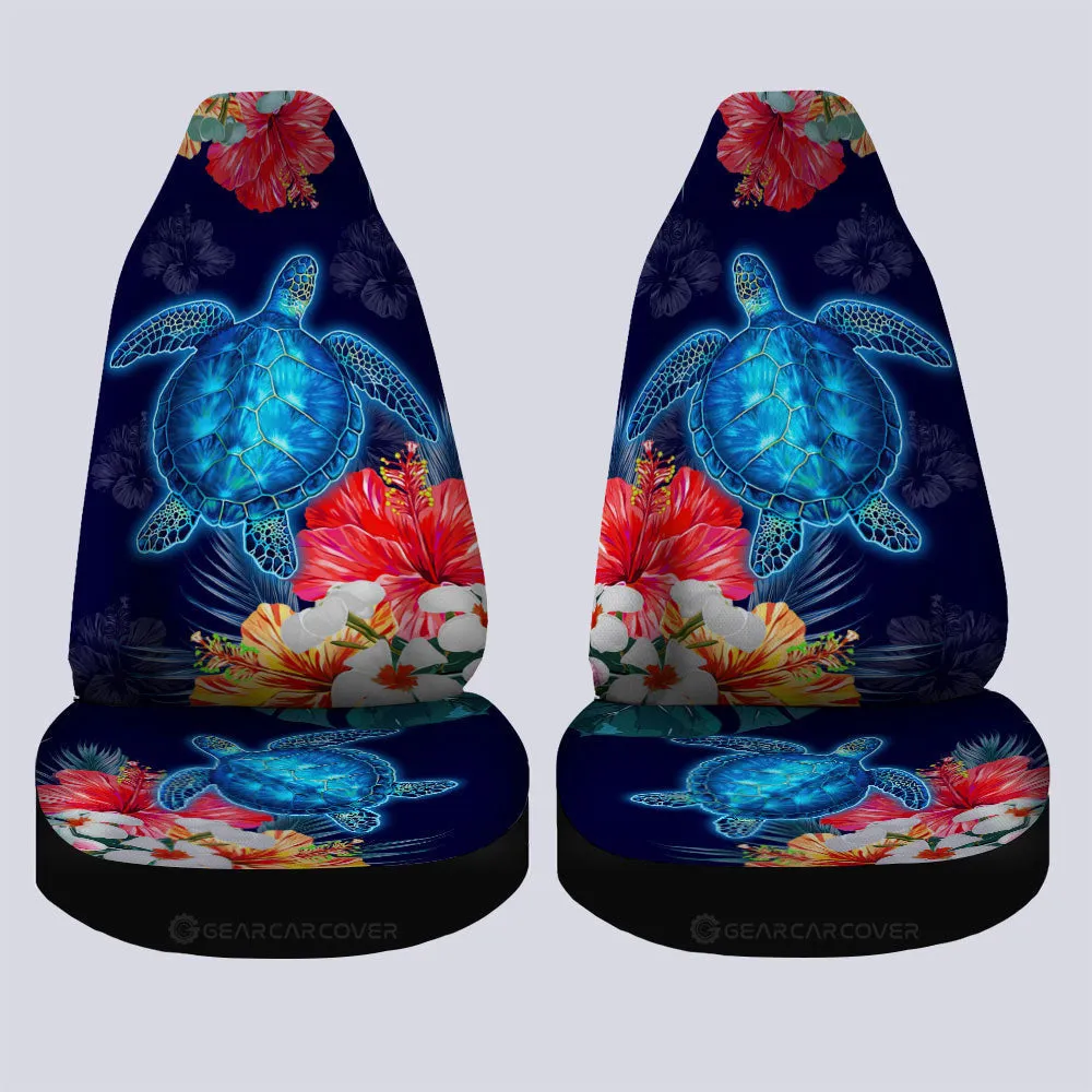 Sea Turtle Car Seat Covers Custom Hibiscus Flower Car Accessories