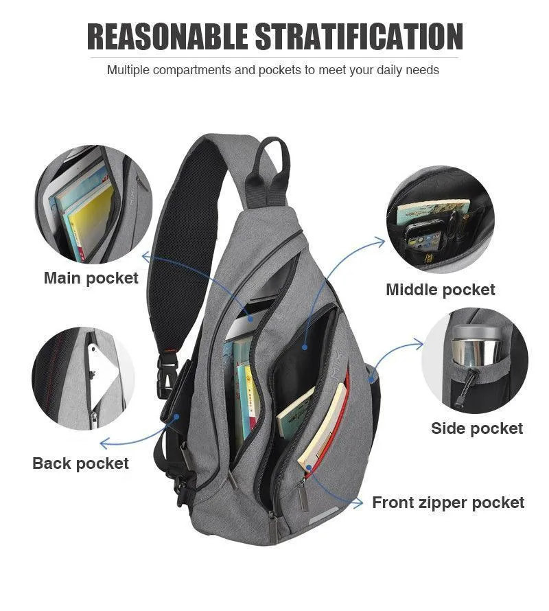 Sling-Style Messenger Bag Mens Usb Crossbody Backpack -