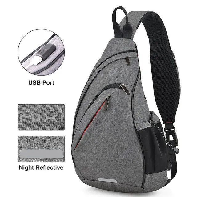 Sling-Style Messenger Bag Mens Usb Crossbody Backpack -