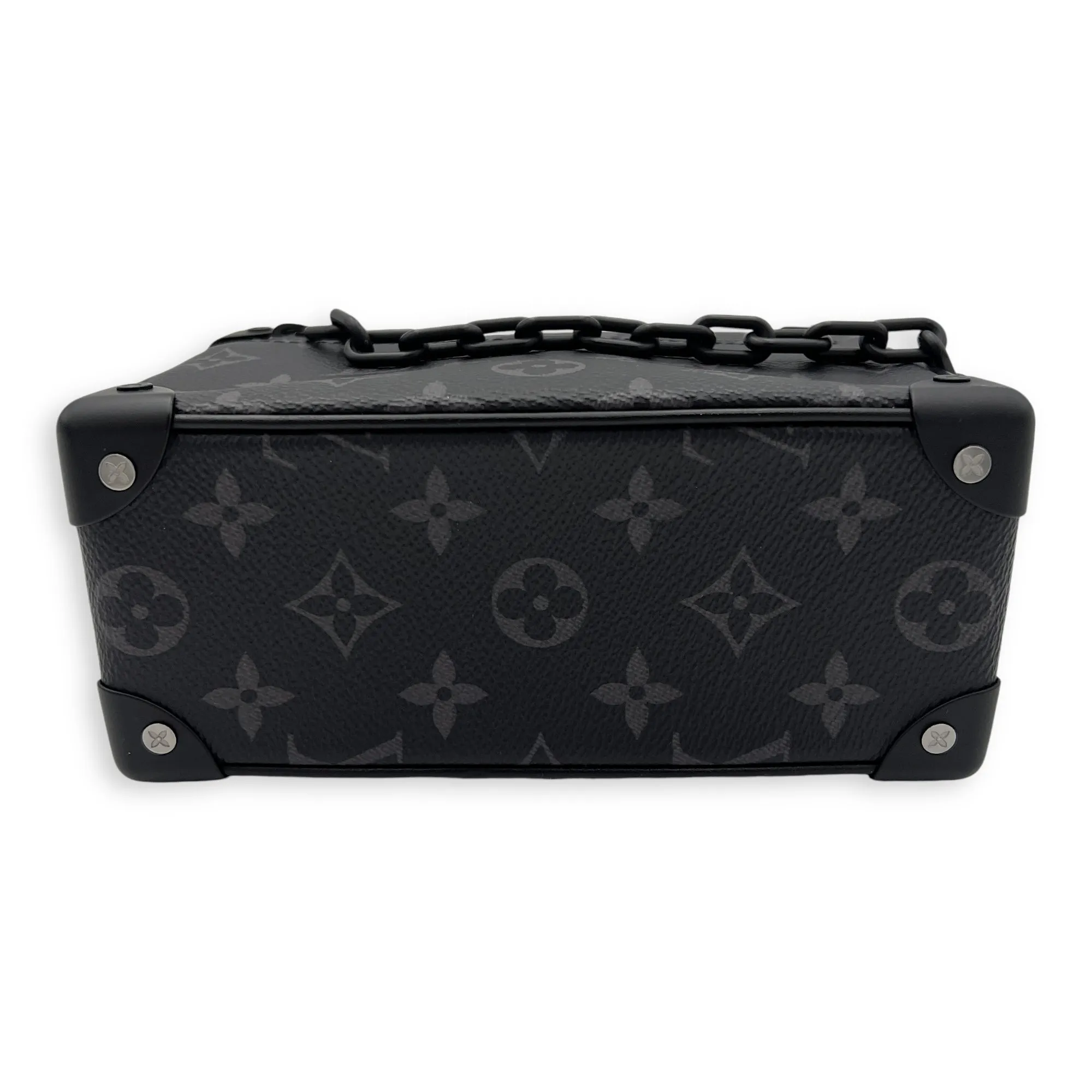 Soft Trunk Crossbody Bag Black in Monogram Coated Canvas, Lacquered Metal hardware