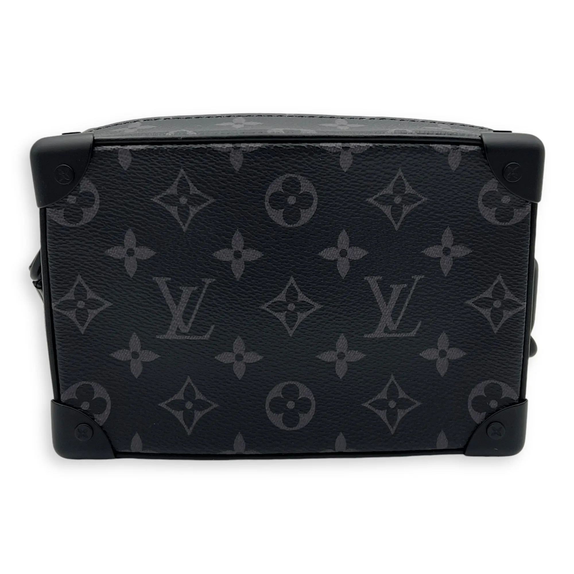 Soft Trunk Crossbody Bag Black in Monogram Coated Canvas, Lacquered Metal hardware