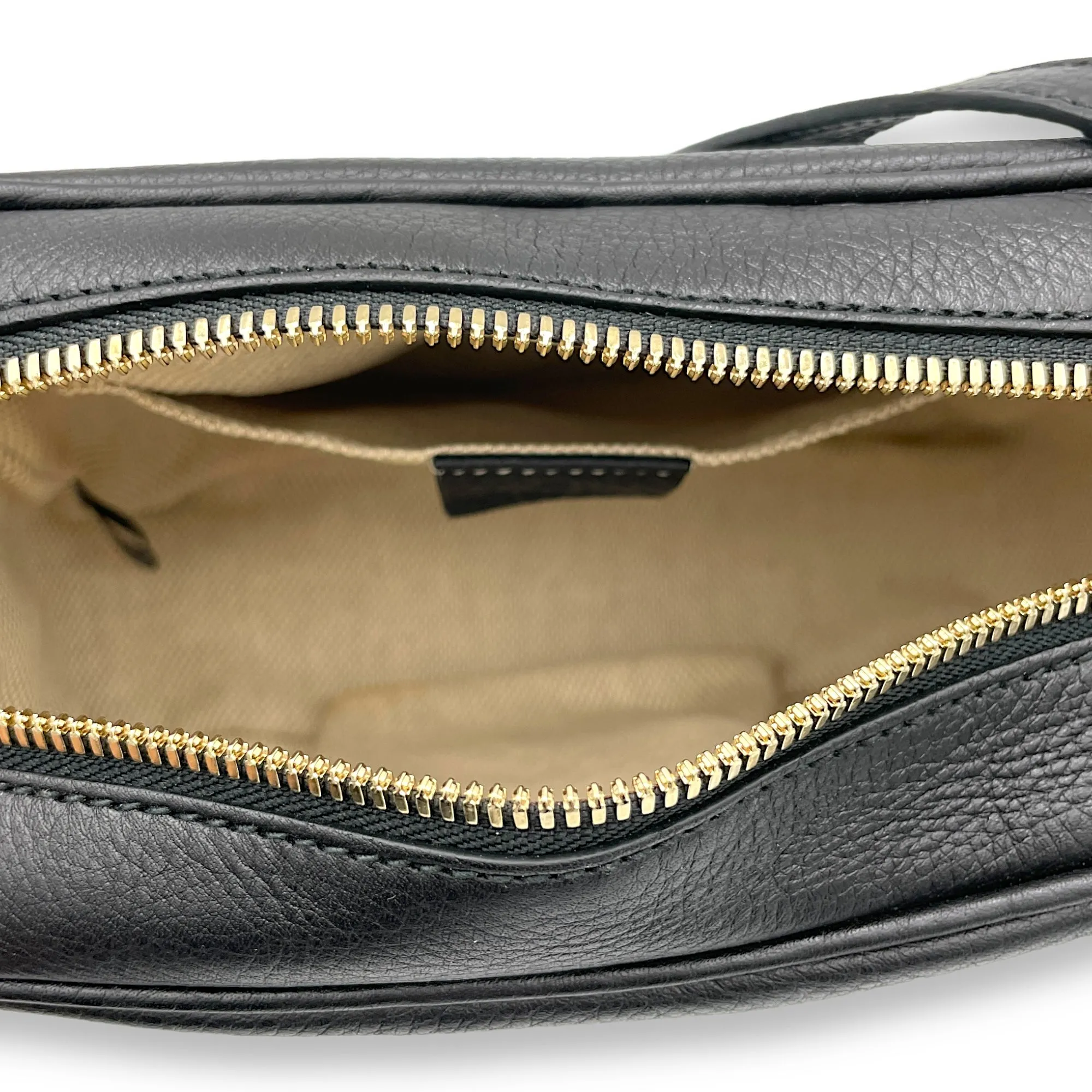 Soho Crossbody Bag Black in Calfskin, Gold hardware