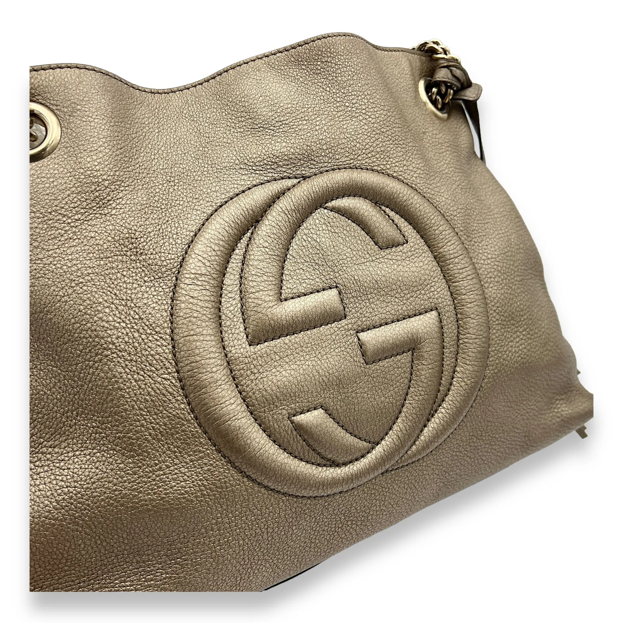 Soho Tote Bag Gold in Calfskin, Gold hardware