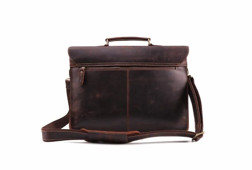 Stylish Leather Mens Briefcase Vintage Messenger Shoulder