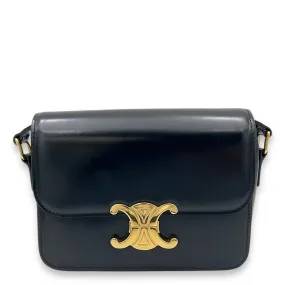 Triomphe Crossbody Bag Teen Black in Calfskin, Gold hardware