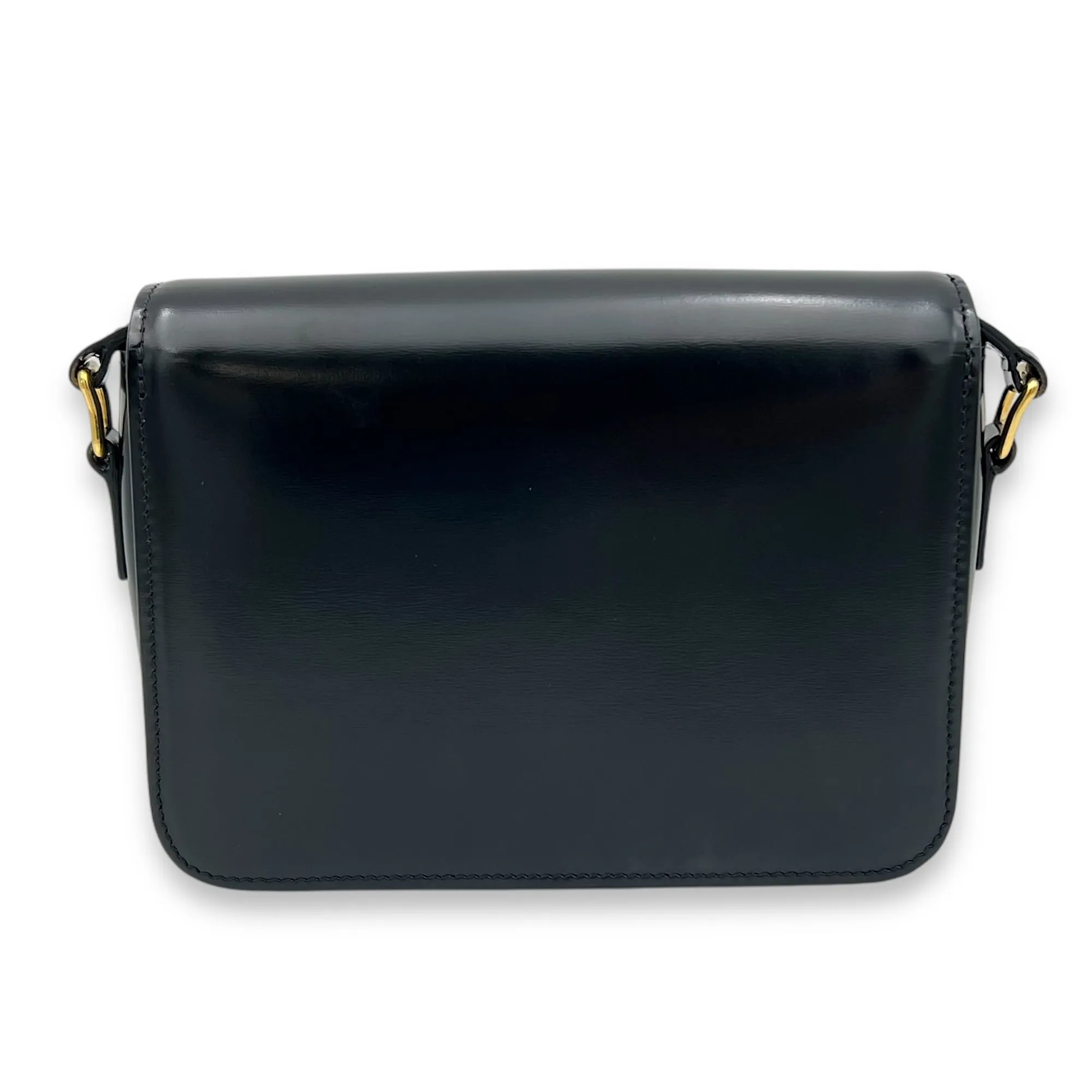 Triomphe Crossbody Bag Teen Black in Calfskin, Gold hardware