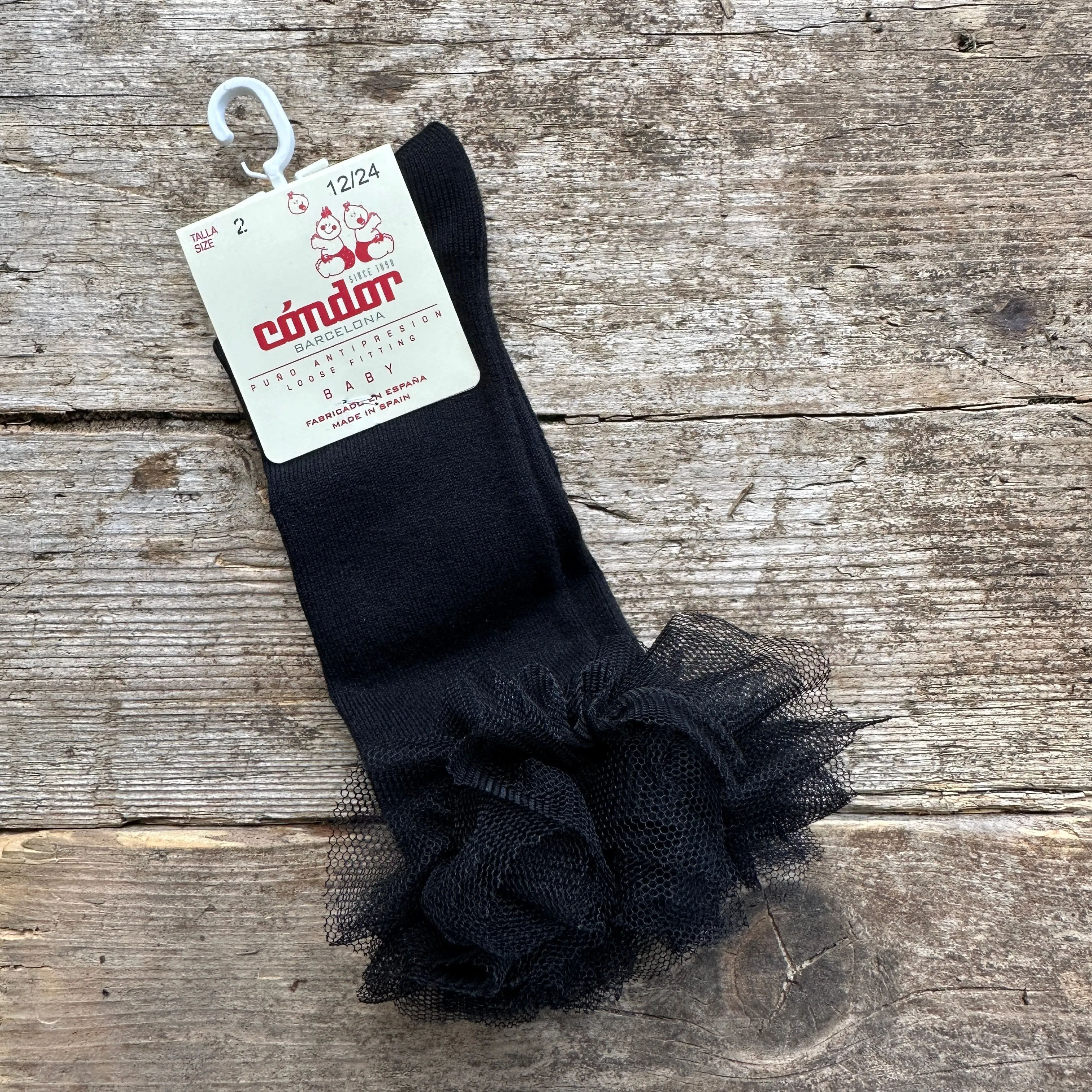 Tulle Ruffle Knee High Socks | Black