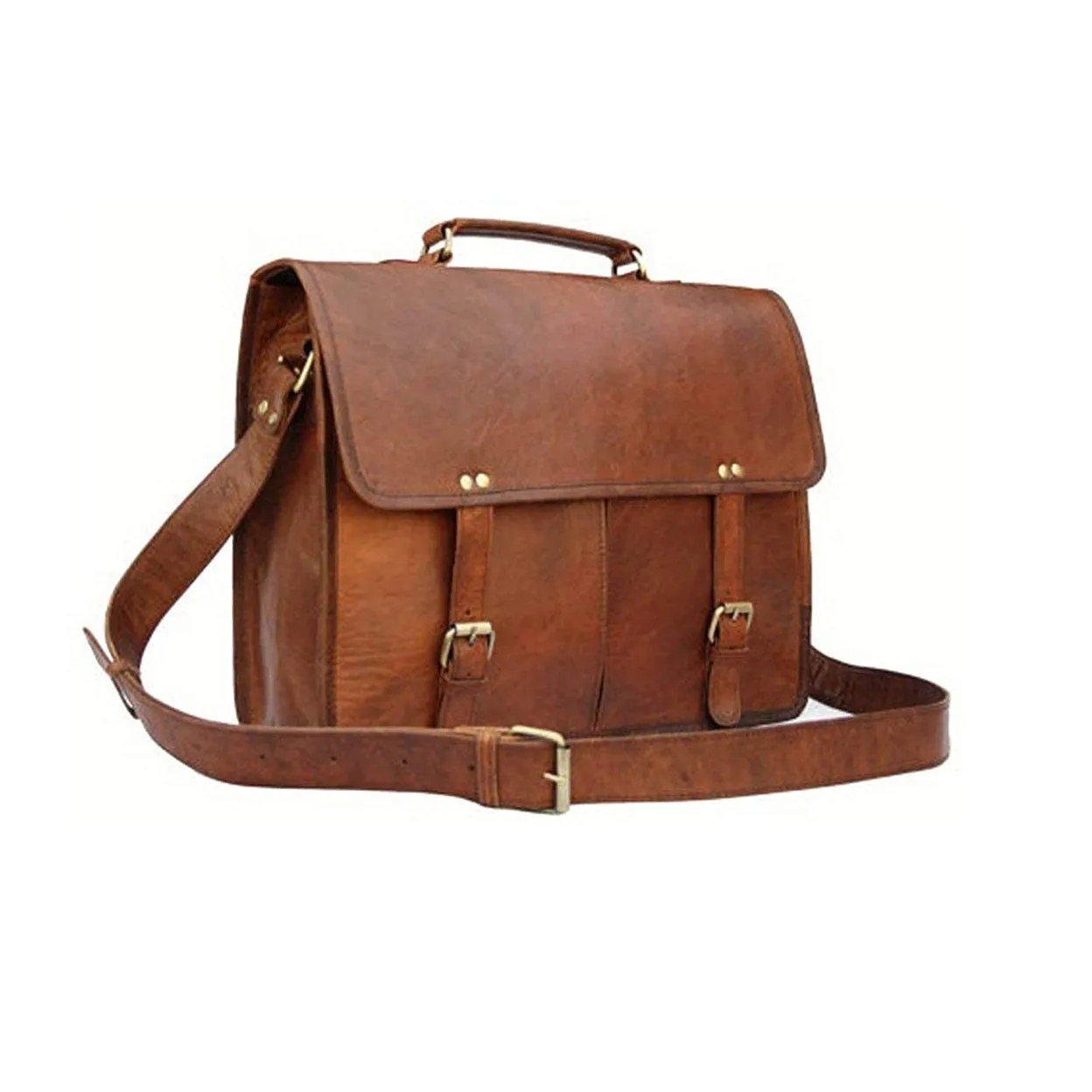 Twin Pocket Laptop Leather Bag