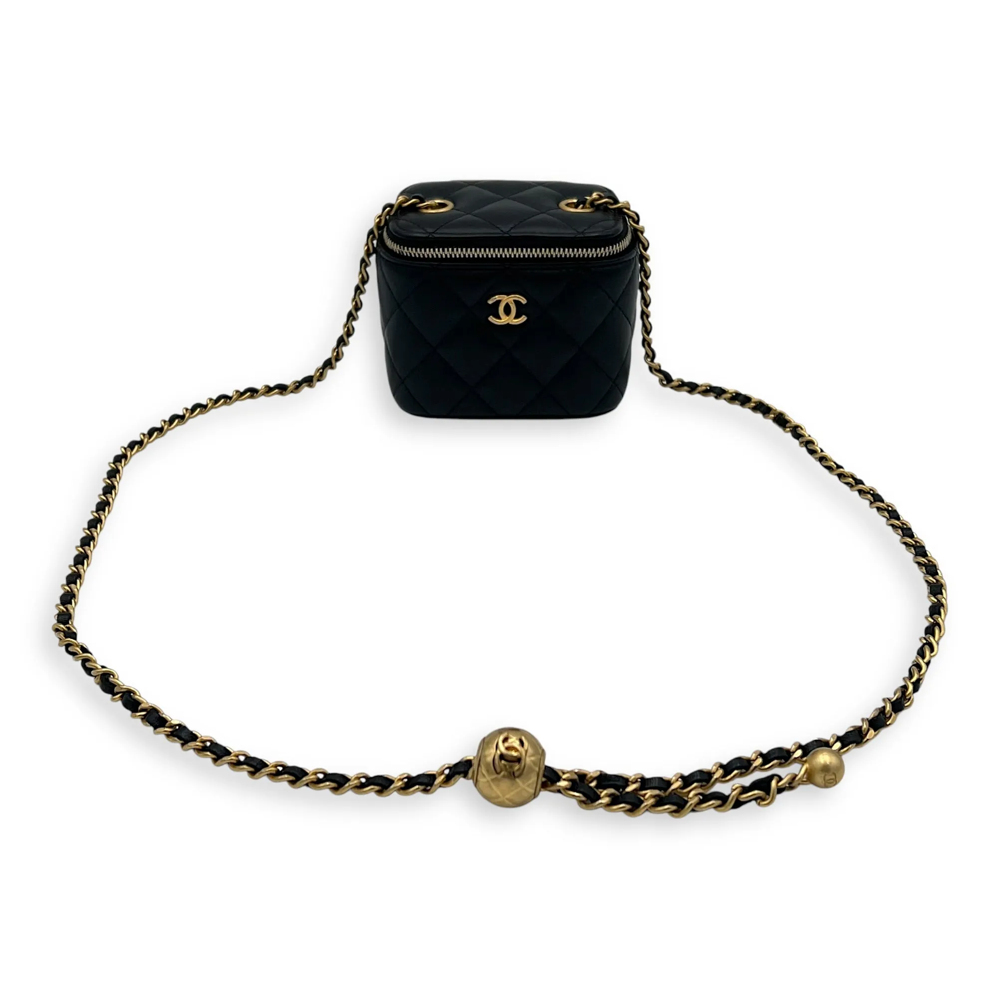 Vanity Crossbody Bag Black in Lambskin, Gold hardware