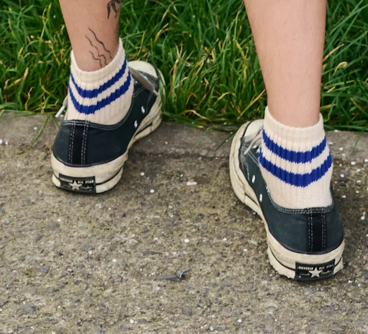 Women Ankle Socks Navy / Orange