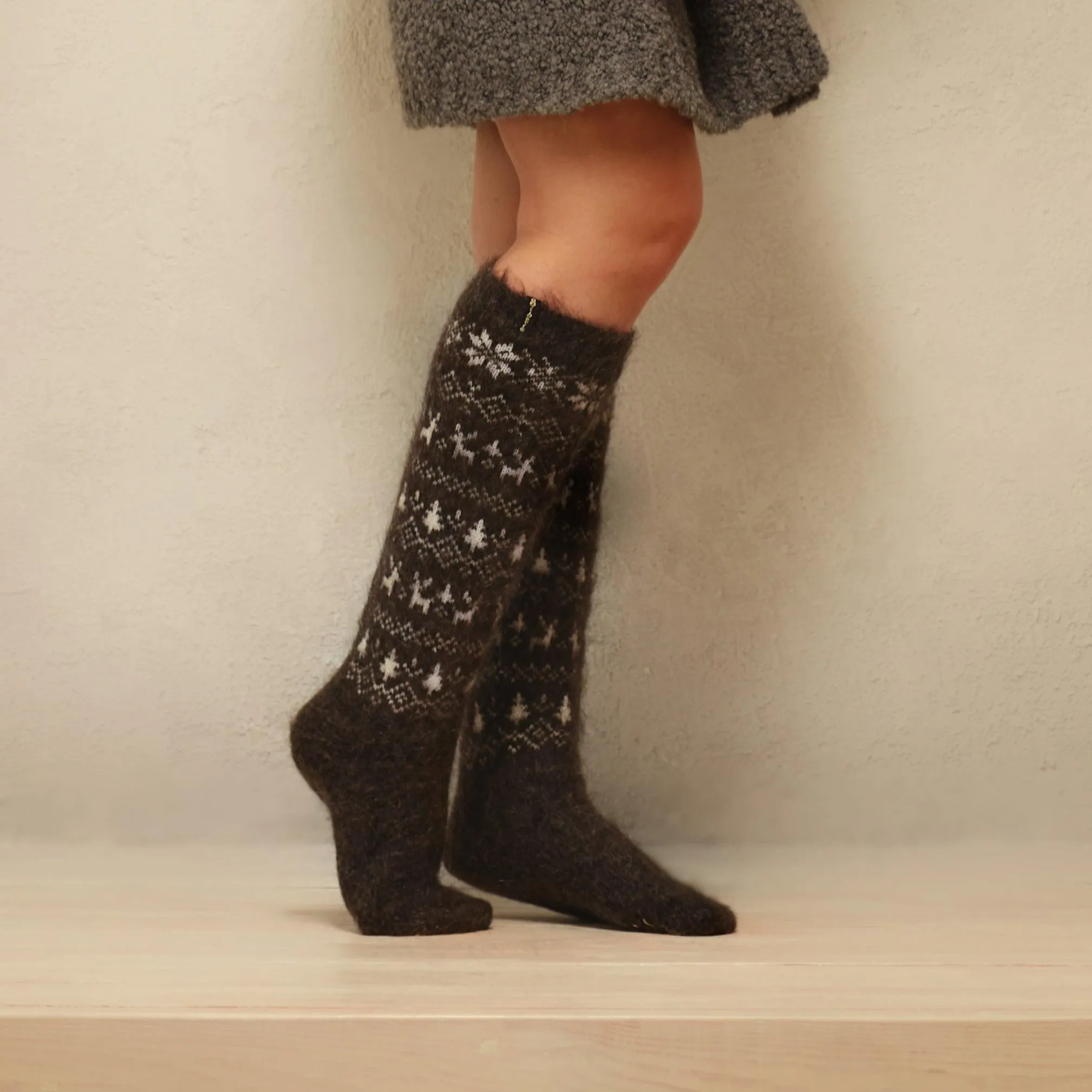 Women's Midnight Woods Goat Wool Knee-High Socks