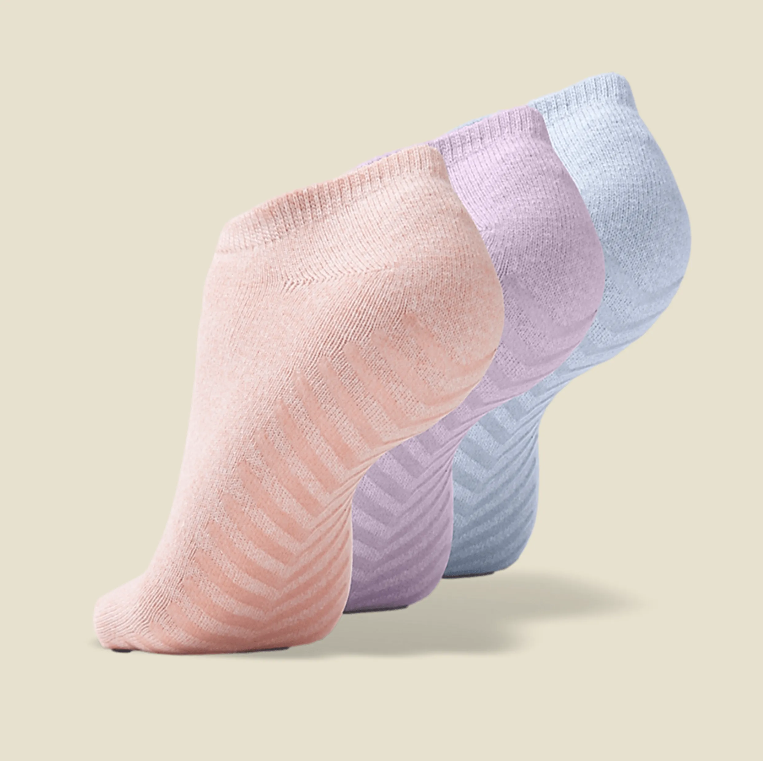 Women's Pink, Purple, Blue Low Cut Ankle Non Skid Socks - 3 pairs