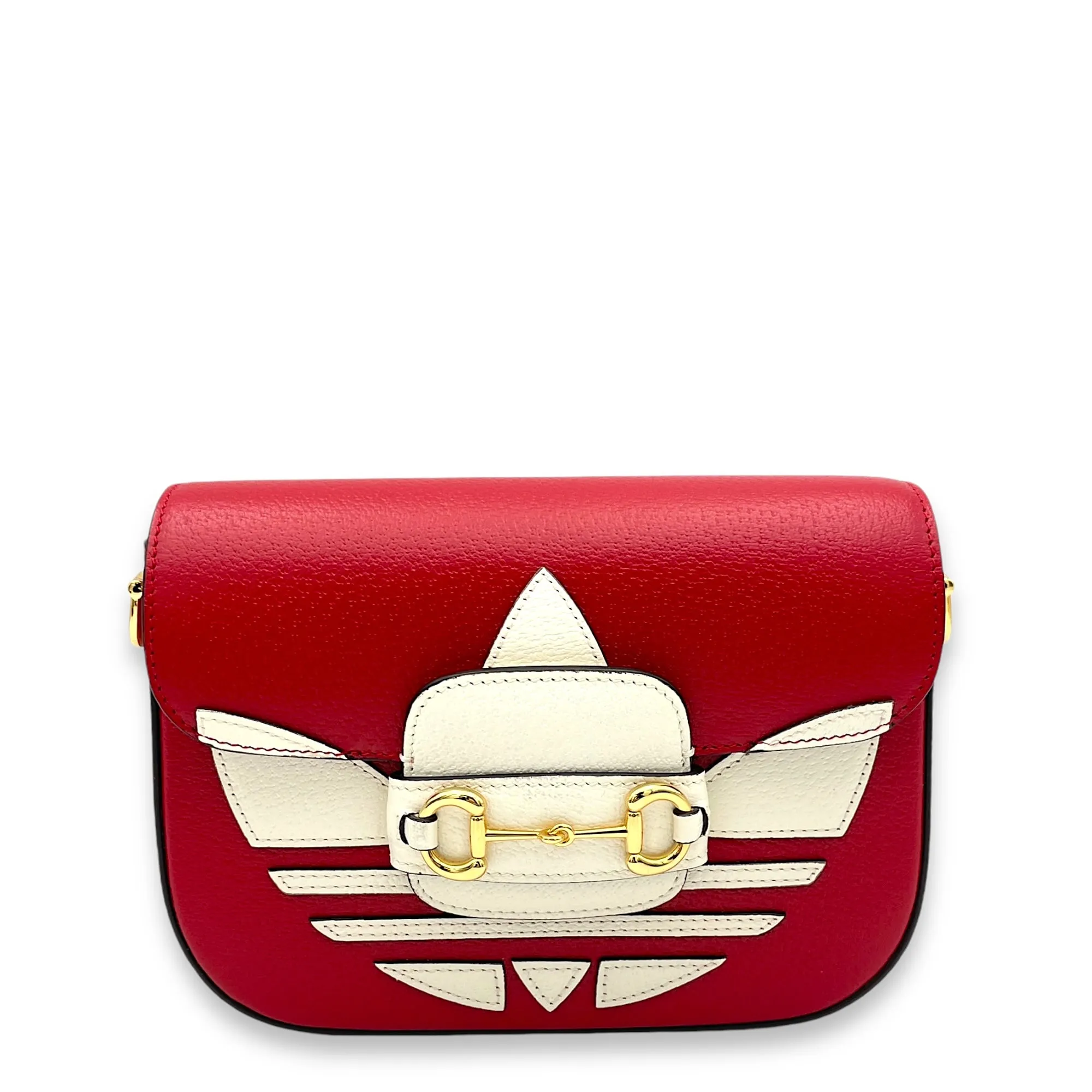 x Adidas Horsebit 1955 Crossbody Bag Red in Calfskin, Gold hardware