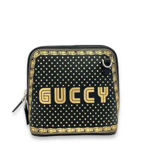 X Sega Guccy Stars Crossbody Bag Black in Calfskin, Ruthenium hardware