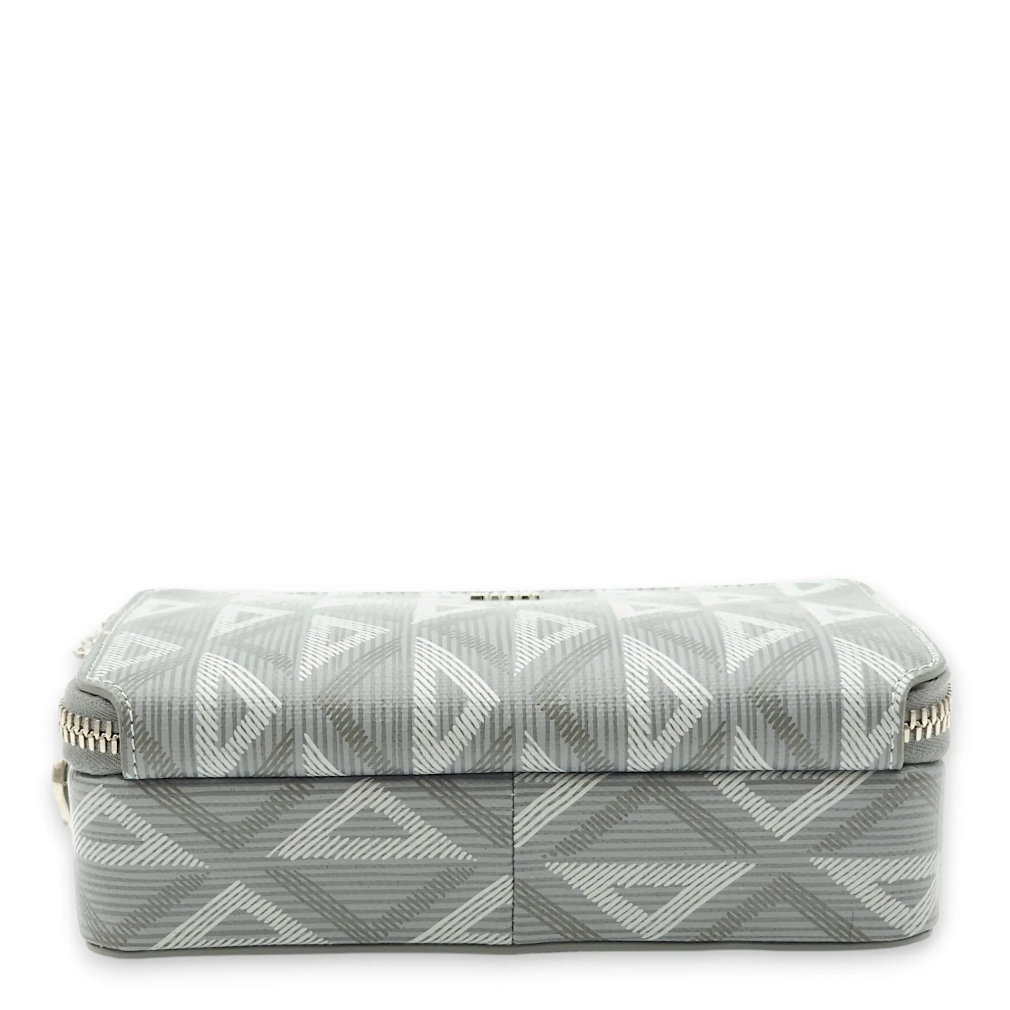 Zipped Pouch Grey Crossbody Bag in Coated Canvas, Palladium hardware