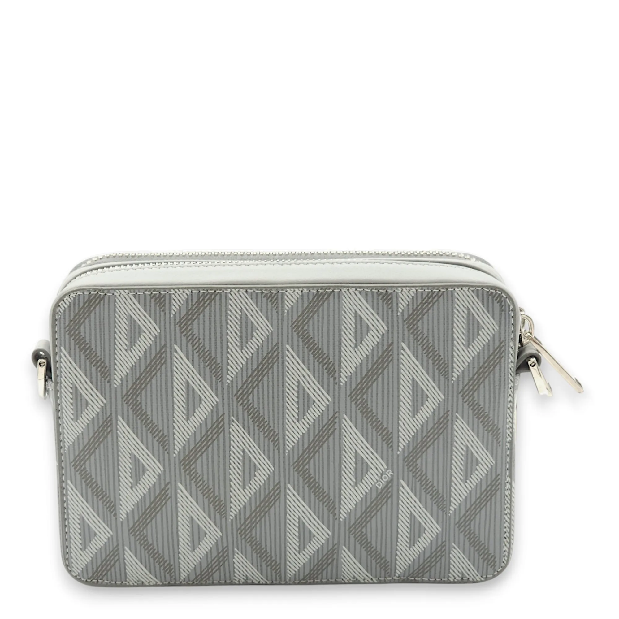 Zipped Pouch Grey Crossbody Bag in Coated Canvas, Palladium hardware